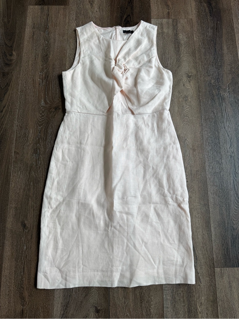 J. Crew Pale Pink Linen Sleeveless Knot-Front Sheath Dress Size 10 TALL